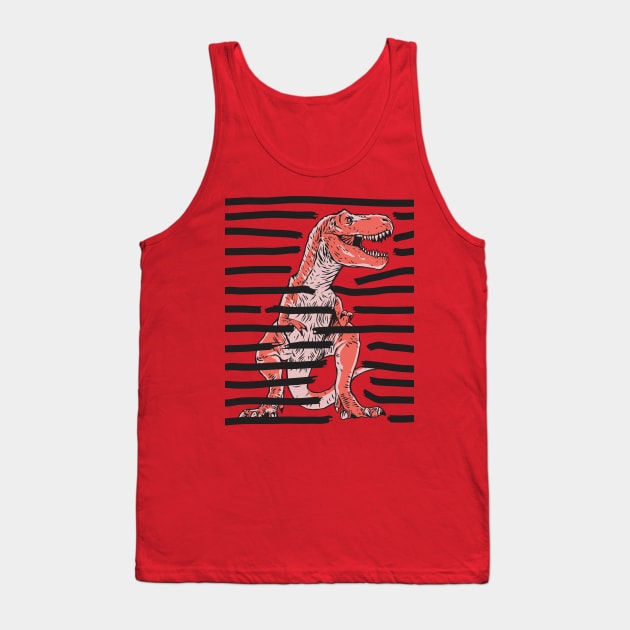 T-Rex - Orange Tank Top by WorldDinosaurs